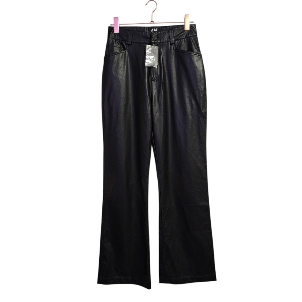 ALP N ROCK ANR+ Claren Faux Leather Pants Black Straight Leg‎ Size S NWT $290